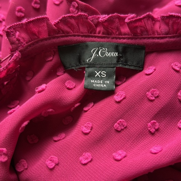 J Crew Gathered bib top in drapey swiss dot dark berry pink Sz XS - Picture 7 of 10